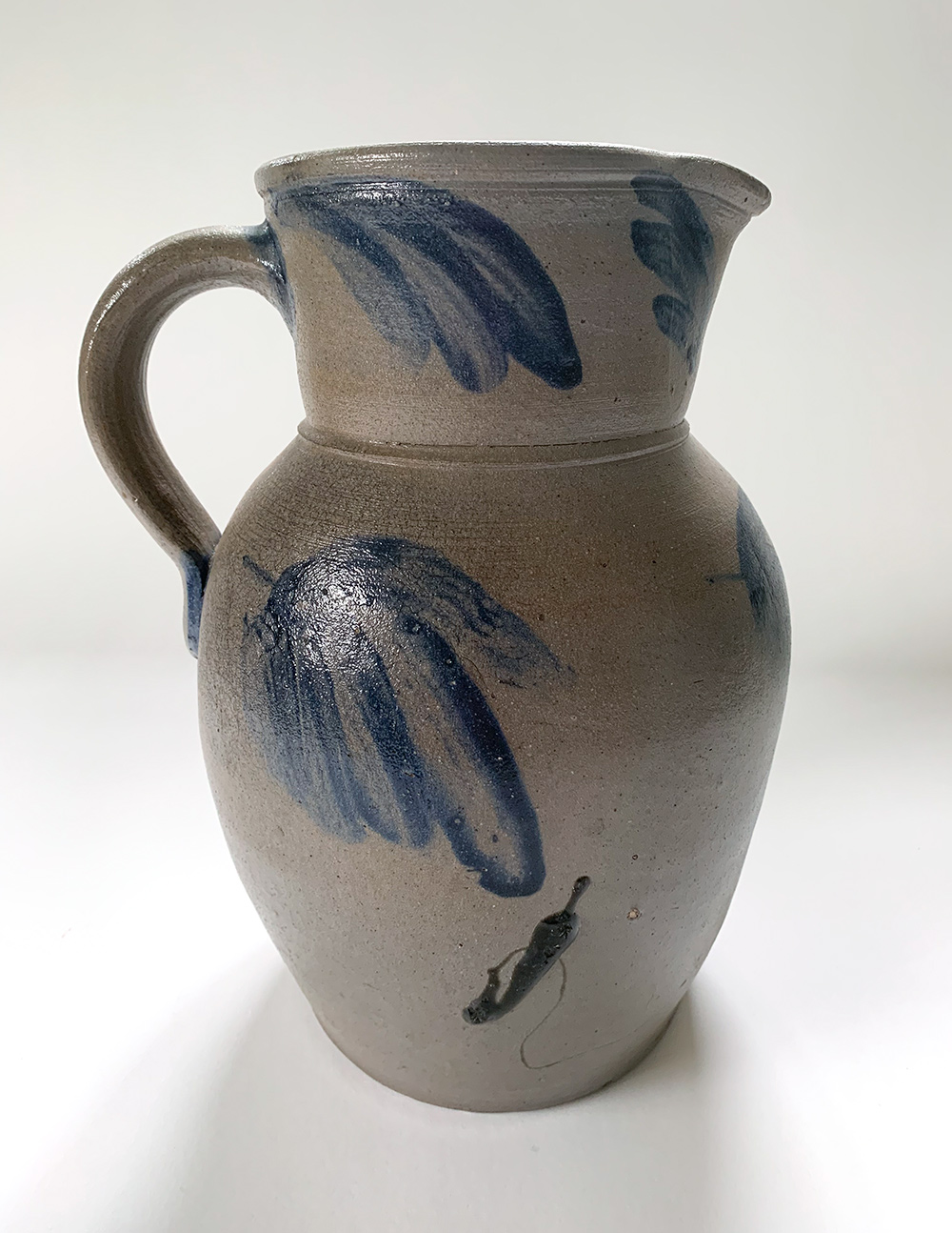 mauldin perine william linton baltimore md blue decorated antique stoneware pitcher