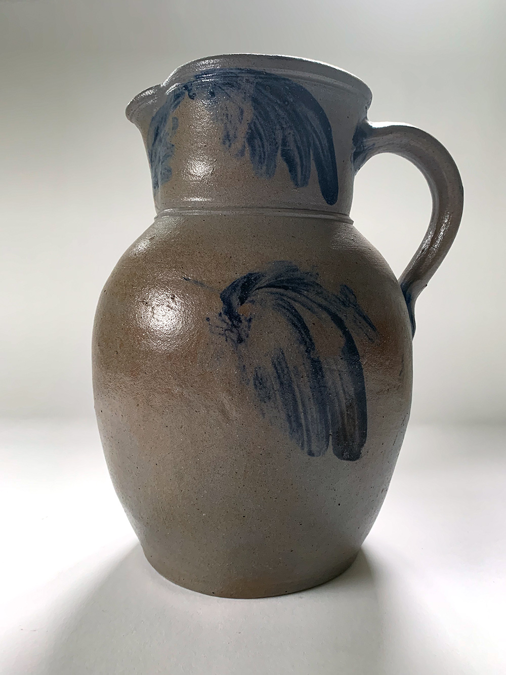 mauldin perine william linton baltimore md blue decorated antique stoneware pitcher