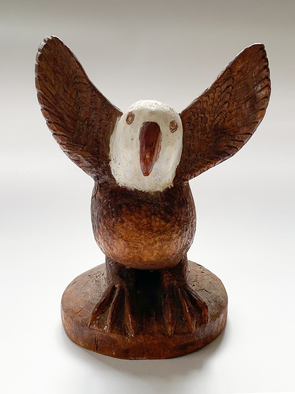 1975 Silvo P Zoratti Patriotic Bald Eagle Wooden Folk Art Sculpture 