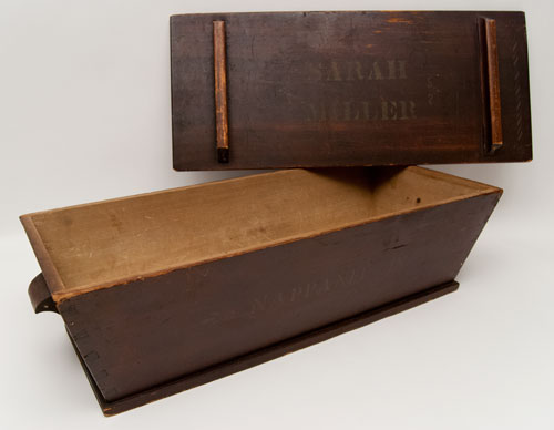 Antique American Folk Art Old Order Amish Dough Box Original Paint Decoration Signed Sarah Miller Nappanee IN Indiana Antique American Folk Art Old Order Amish Dough Box Original Paint Decoration Signed Sarah Miller Nappanee IN Indiana
