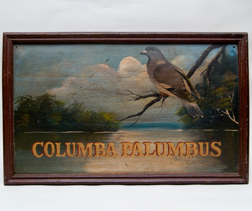 Folk Art Oil on Board Painting Wood Pigeon Naturalist Enthusiast Antique Folk Art Oil on Board Painting Wood Pigeon Naturalist Enthusiast Antique