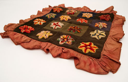 Antique Amish Stumpwork Pillowcase with Six Pointed Stars Red Border Antique Amish Stumpwork Pillowcase with Six Pointed Stars Red Border