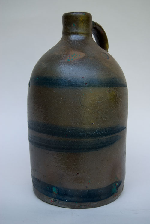 Half Gallon Pennsylvania Blue Cobalt Decorated Salt Glaze Striper Jug For Sale Half Gallon Pennsylvania Blue Cobalt Decorated Salt Glaze Striper Jug For Sale