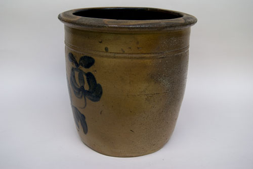 Blue Decorated American Stoneware: Russell Beaver Co. PA Antique Cobalt Salt Glaze Crock For Sale 19th Century Antiques Blue Decorated American Stoneware: Russell Beaver Co. PA Antique Cobalt Salt Glaze Crock For Sale 19th Century Antiques