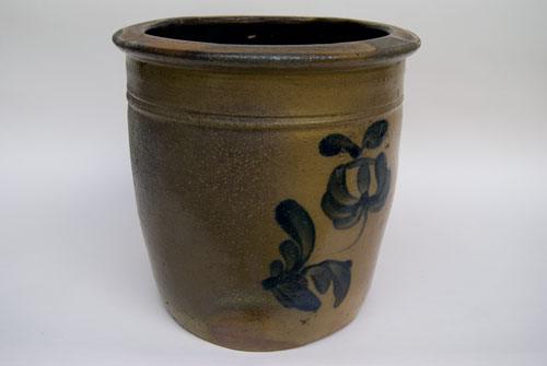 Blue Decorated American Stoneware: Russell Beaver Co. PA Antique Cobalt Salt Glaze Crock For Sale 19th Century Antiques Blue Decorated American Stoneware: Russell Beaver Co. PA Antique Cobalt Salt Glaze Crock For Sale 19th Century Antiques