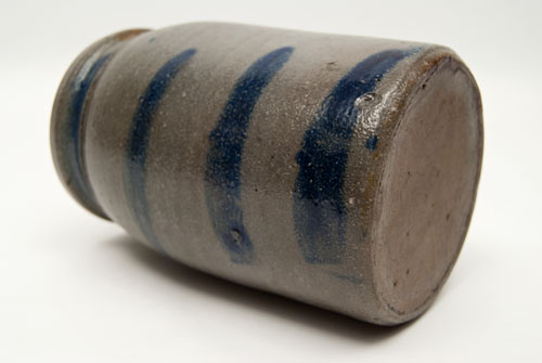 Four Strip Cobalt Blue Decorated Pennsylvania Antique American Salt Glazed Storage Crock Jar for Sale Four Strip Cobalt Blue Decorated Pennsylvania Antique American Salt Glazed Storage Crock Jar for Sale