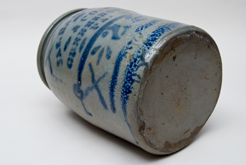 Hamilton and Jones Cobalt Decorated Early American Antique Stoneware For Sale: Salt Glazed Blue Stencil and Freehand Crock Greensboro Pennsylvania Hamilton and Jones Cobalt Decorated Early American Antique Stoneware For Sale: Salt Glazed Blue Stencil and Freehand Crock Greensboro Pennsylvania