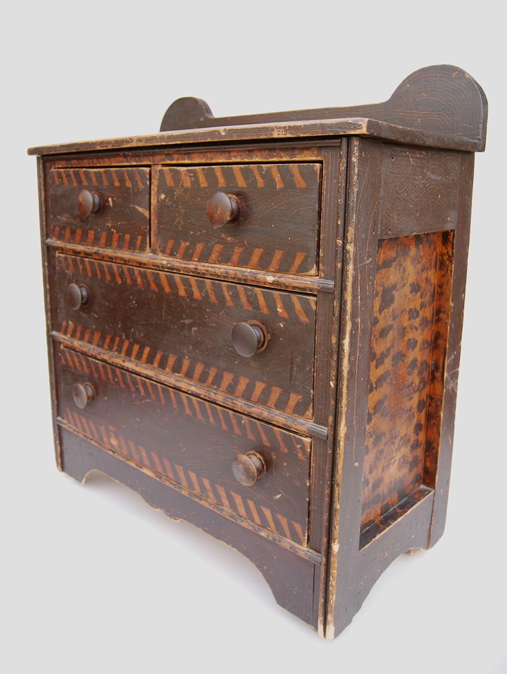 19th Century Folk Art Paint Decorated Childs Chest New England 19th Century Folk Art Paint Decorated Childs Chest | New England Antique American Furniture - 19th Century Folk Art Paint Decorated Childs Chest New England