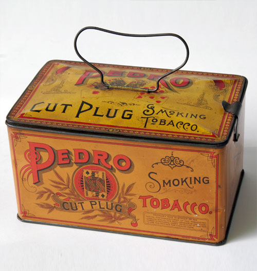 Antique American Advertising Tin Litho Pedro Smoking Tobacco Tin Antique American Advertising Tin Litho Pedro Smoking Tobacco Tin