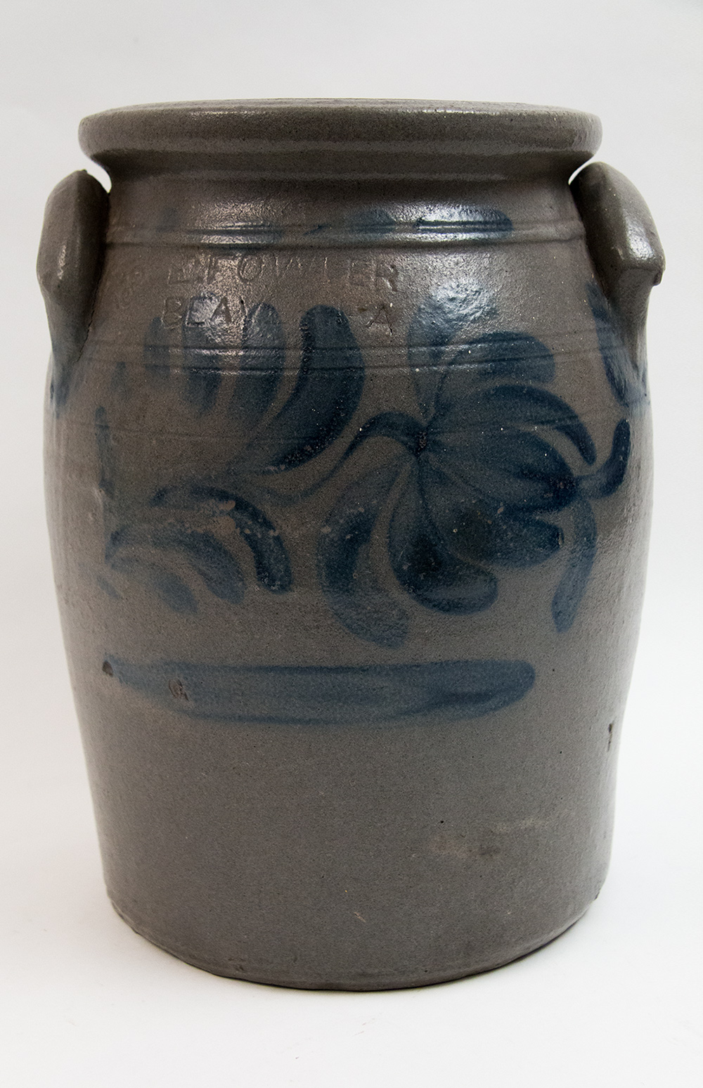 american antique stoneware blue decorated crocks jugs cake
