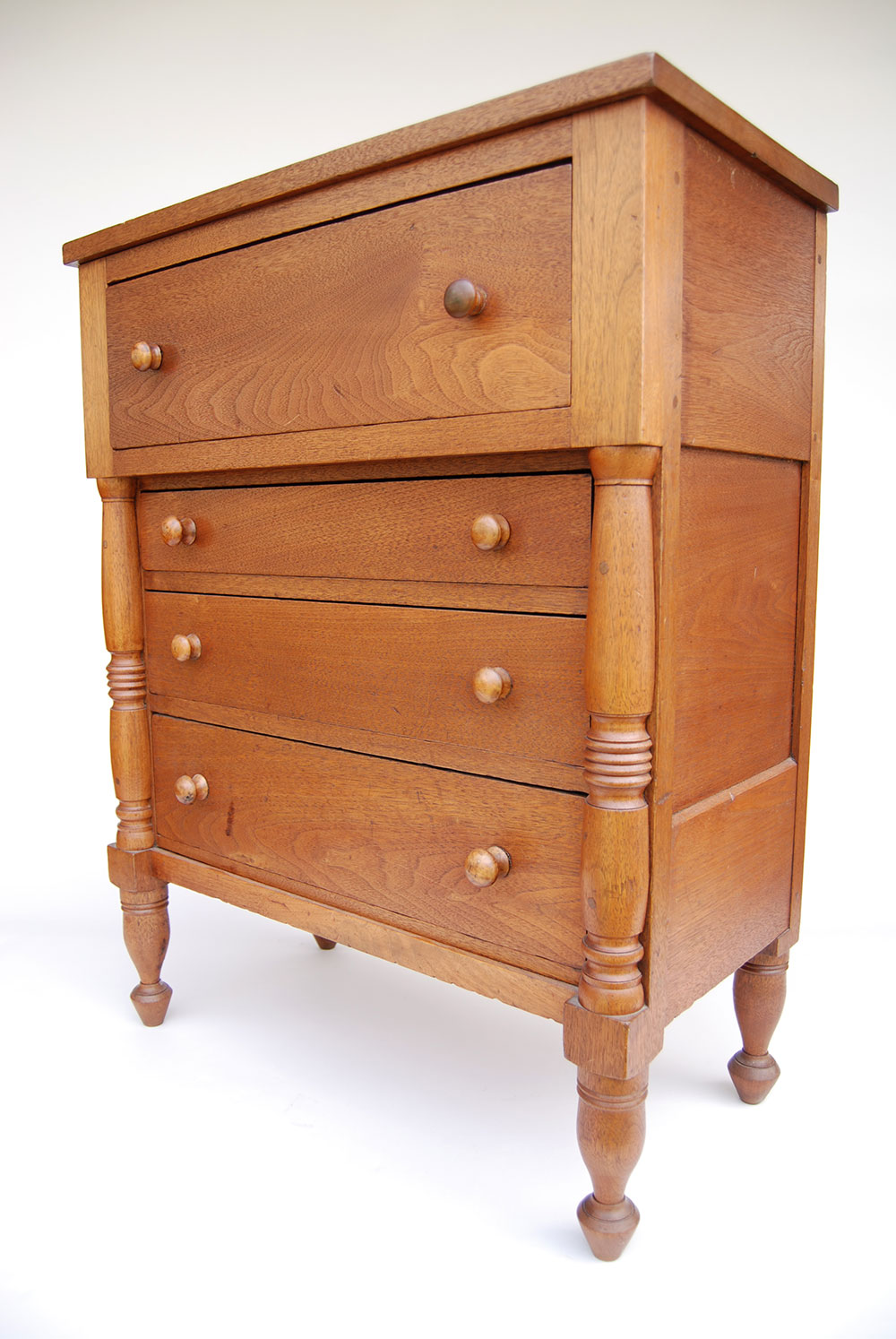 Early Antique American Walnut Childs Chest: Circa 1830 Early American Walnut Childs Chest of Drawers Antique American Furniture - Early Antique American Walnut Childs Chest: Circa 1830