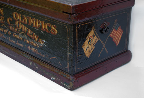 Folk Art Jesse Owens 1936 Berlin Olympics Painted Paint Decorated Black Americana Blanket Chest Americana Sports Folk Art Jesse Owens 1936 Berlin Olympics Painted Paint Decorated Black Americana Blanket Chest Americana Sports