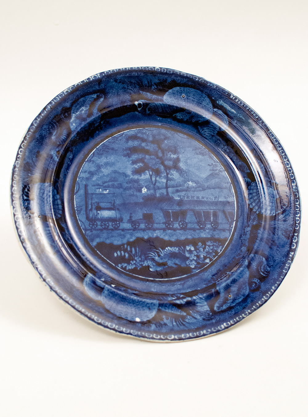 Historical Staffordshire: 1820s American View Baltimore and Ohio Railroad Level Plate For Sale
