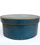 Original Blue Painted Round Antique Pantry Box Signed Frye, N.H. Original Blue Painted Round Antique Pantry Box Signed Frye, N.H.