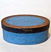 Early American Antique Shaker Painted Fingered Pantry Box in Great Original Blue Paint Early American Antique Shaker Painted Fingered Pantry Box in Great Original Blue Paint