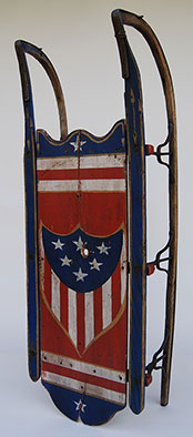 Patriotic Americana Centennial Original Paint Decorated Vermant Red White and Blue Antque 19th Century Sled Patriotic Americana Centennial Original Paint Decorated Vermant Red White and Blue Antque 19th Century Sled