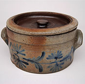 Antique American Coalt Blue Decorated Lidded Butter Crock Remmey Philadelphia Pennsylvania Antique American Coalt Blue Decorated Lidded Butter Crock Remmey Philadelphia Pennsylvania