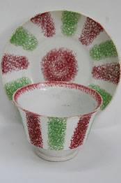 Rainbow Spatterware Cup and Saucer