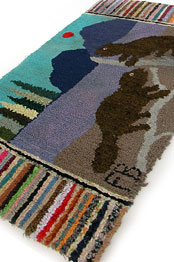 Beaver Folk Art Hooked Rug