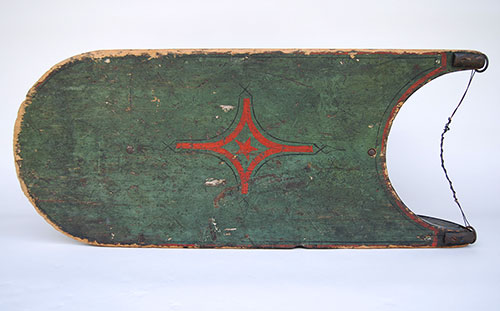 19th Century American Antique Country Primitive Paint Decorated Sled 19th Century American Antique Country Primitive Paint Decorated Sled