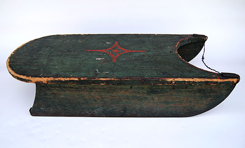 19th Century American Antique Country Primitive Paint Decorated Sled 19th Century American Antique Country Primitive Paint Decorated Sled