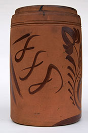 19th Century Pennsylvania Decorated Tanware Pitcher Rare Dated 19th Century Pennsylvania Decorated Tanware Pitcher Rare Dated