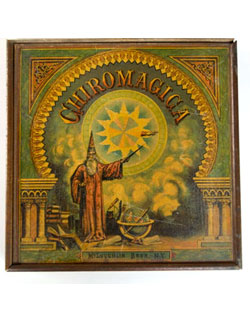 Patriotic, Americana, Red White Blue Antique Hooked Rug Antique Game 19th Century McLoughlin Brothers Chiromagica game for sale