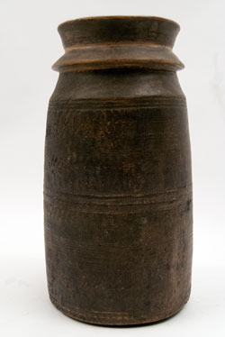 Early American Treenware: 18th or early 19th century large hand carved and turned large wooden storage jar Early American Treenware: 18th or early 19th century large hand carved and turned large wooden storage jar