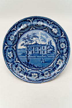 Beauties of America Library Philadelphia J and W Ridgeway 8 Dark Blue Historical Staffordshire Plate For Sale Beauties of America Library Philadelphia J and W Ridgeway 8 Dark Blue Historical Staffordshire Plate For Sale