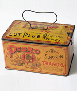Antique American Advertising Tin Litho Pedro Smoking Tobacco Tin Antique American Advertising Tin Litho Pedro Smoking Tobacco Tin