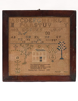 Rare Folk Art Warsaw Illinois Early American Sampler Signed Clarinda Park 1834 Rare Folk Art Warsaw Illinois Early American Sampler Signed Clarinda Park 1834