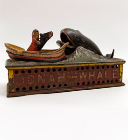 Antique Cast Iron mechanical bank for sale, jonah and the whale Antique Cast Iron mechanical bank for sale, jonah and the whale