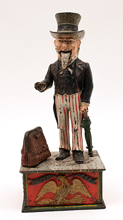 Antique Uncle Sam Cast Iron Mechanical Bank Antique Uncle Sam Cast Iron Mechanical Bank