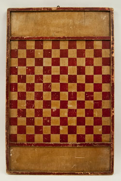Antique American Game Board in Original Red and White Paint Antique American Game Board in Original Red and White Paint