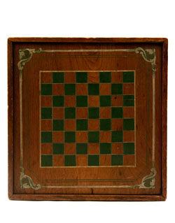 Antique American Game Board in Original Green and White Paint Antique American Game Board in Original Green and White Paint