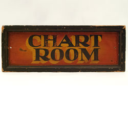 Antique Painted Wooden Sign: Chart Room Boat Sign, Vibrant and Colorful Antique American Sign for Sale Antique Painted Wooden Sign: Chart Room Boat Sign, Vibrant and Colorful Antique American Sign for Sale