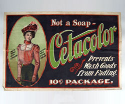 New York Antique Key Maker Trade Sign: Keil Antique American Advertisng Cetacolor Linen Banner