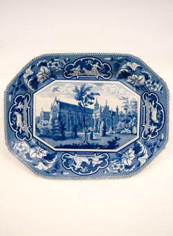 Historical StaffordshirePottery Platter Oxford Views Ridgway Blue and White 19th Century Ceramics Historical StaffordshirePottery Platter Oxford Views Ridgway Blue and White 19th Century Ceramics