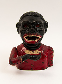 Jolly Nigger Antique Cast Iron Mechanical Bank in All Original Paint Jolly Nigger Antique Cast Iron Mechanical Bank in All Original Paint