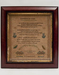 Rare Antique Sampler from Kokomo Indiana 1854 Woolwork Rare Antique Sampler from Kokomo Indiana 1854 Woolwork