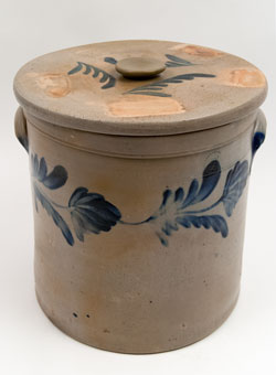 Richard Remmey Lidded Blue Decorated Stoneware Rare Antique American Crock Richard Remmey Lidded Blue Decorated Stoneware Rare Antique American Crock