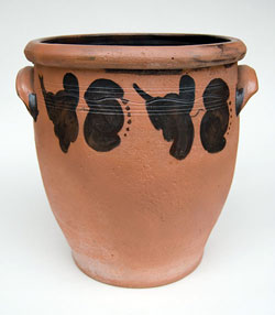 Redware Yellow Slip Decorated Trencher John Bell Decorated Redware Storage Jar