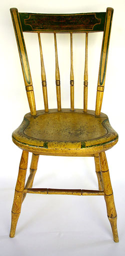 Painted Antique Windsor Chair Signed S. Kilburn | Early American Antique Painted Antique Windsor Chair Signed S. Kilburn | Early American Antique