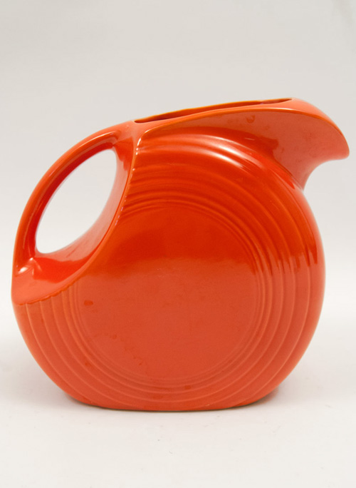 original red vintage fiesta disc water pitcher