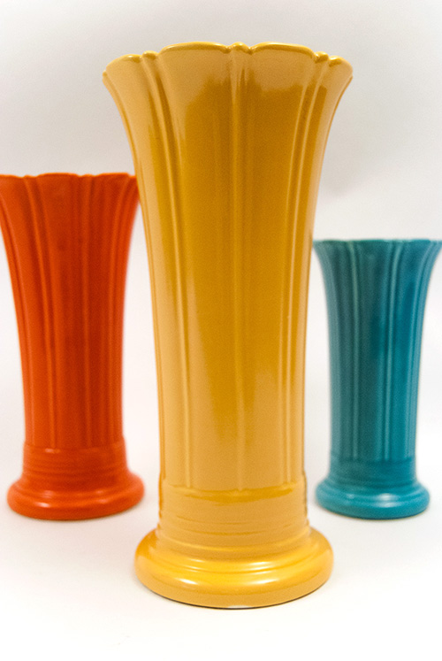 vintage fiesta 12 inch vase in yellow fiestaware colored glaze original homer laughlin fiesta tableware for sale