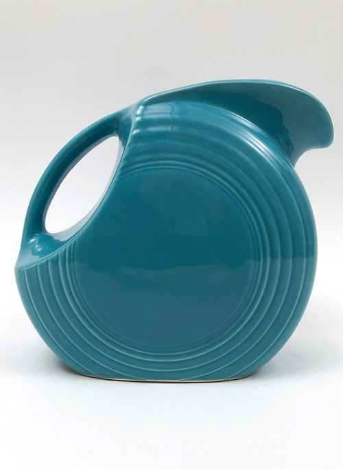 original turquoise vintage fiesta disc water pitcher