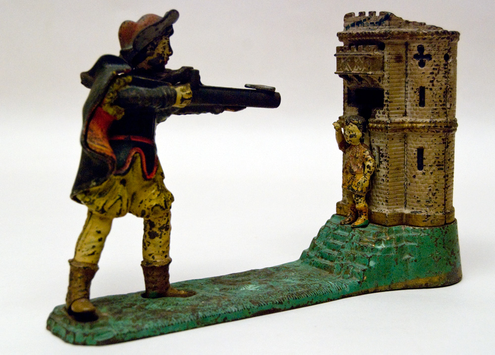 19th Century William Tell Antique Cast Iron Mechanical Bank For William Tell Antique Cast Iron