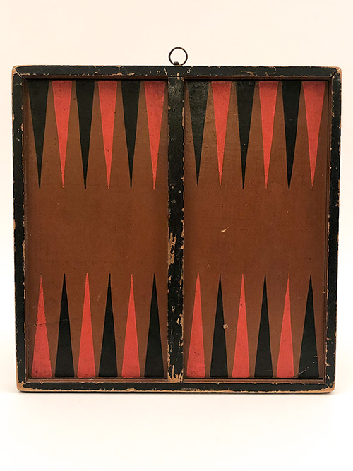 Antique Double Sided Painted Gameboard for Sale Red Black Brown Backgammon and Checkers