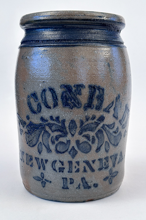 conrad new geneva pa blue decorated antique stoneware crock for sale
